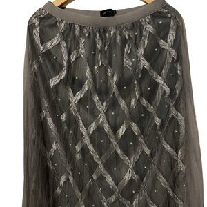Silver &Gray Skirt w/ faux pearls- XL - New with tags - BACK side has no pearls